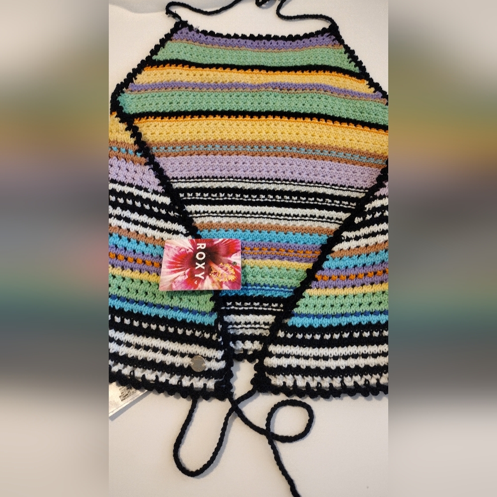 🍉3/$20 Roxy Multi colored Crochet halter crop top